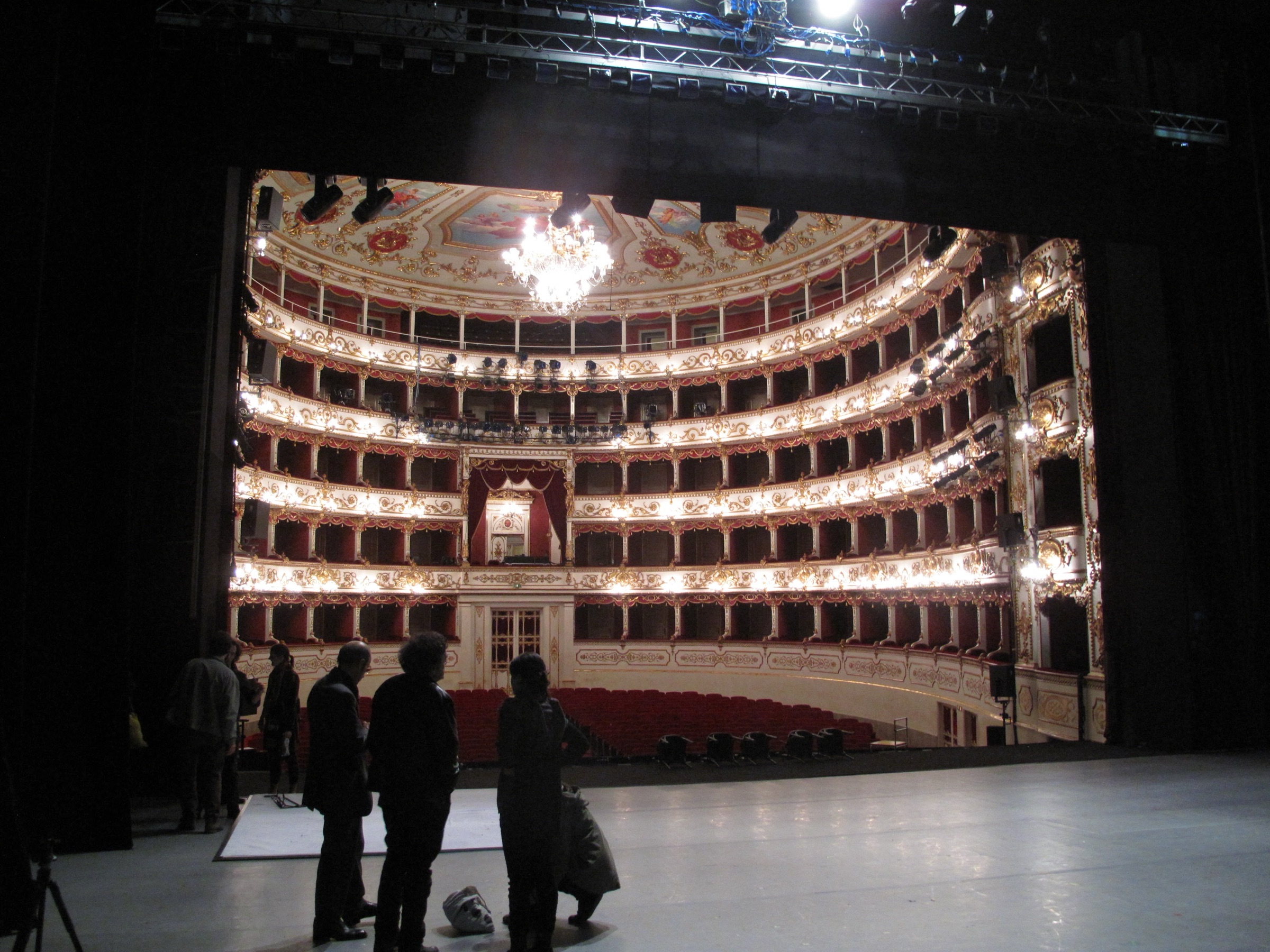 View from upstage of an ornate Italian opera house